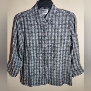 Vintage Chicos Design Top Linen Gray Boho Coastal Lagenlook